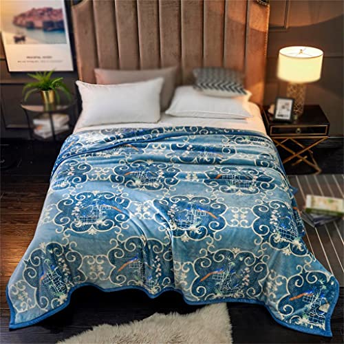 LYLXSF Hermosa Y Cómoda Manta De Lana Suave Y Mullida Colcha Colcha Manta Cálida Funda De Sofá Manta Súper Suave/Azul/220 * 250 Cm