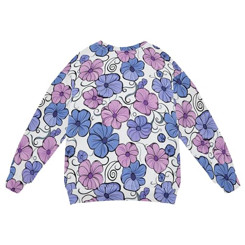 JUNZAN Summer Flowers Blue Pink Big Boys Sweatshirts Hoodies Crewneck Fall Tops Shirts Party 4T2
