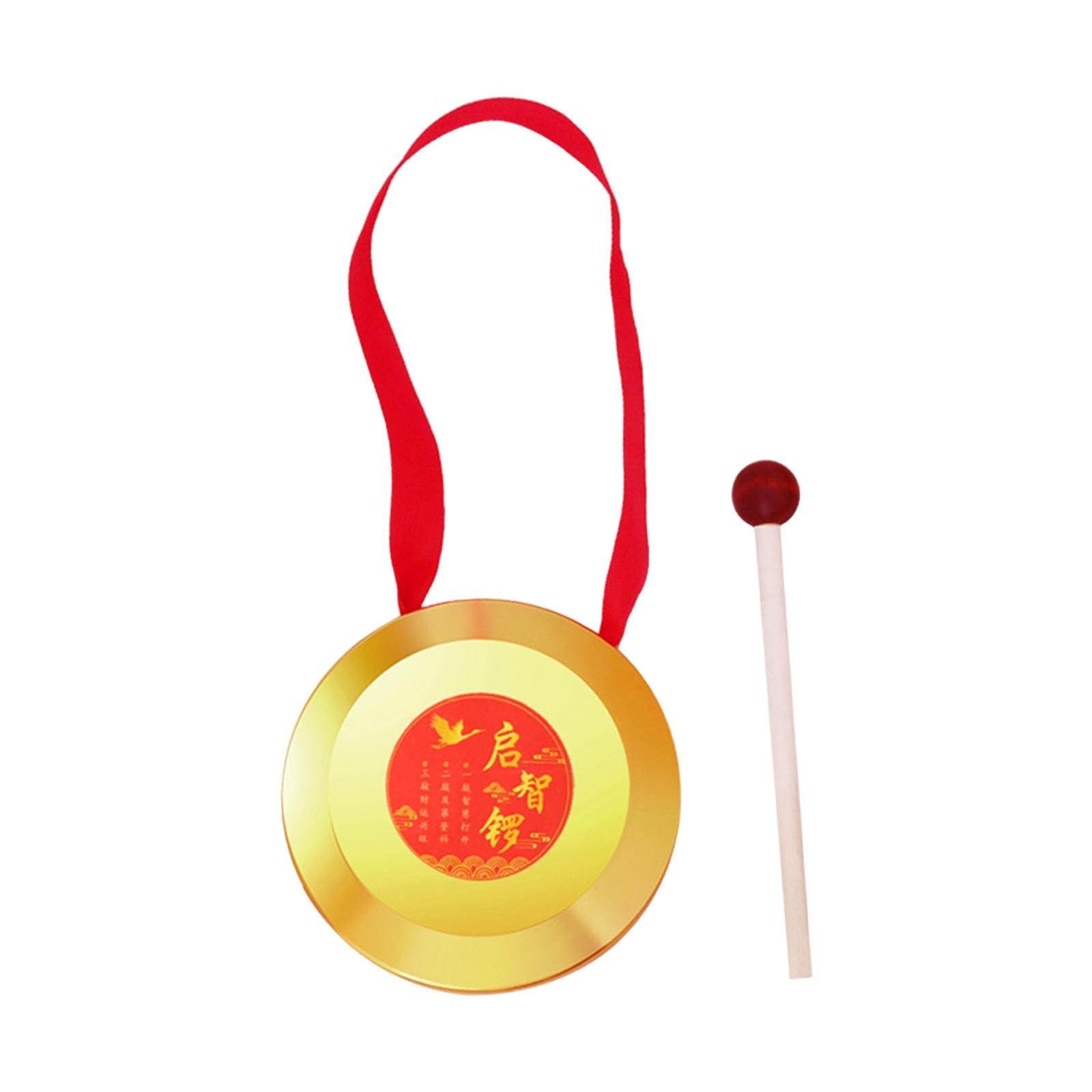 BaoblazeBrass Hand Gong Traditional Chinese Percussion Instrument Early Learning Kids Gong Educational Lion Dance Gong for Party Home, 9cm