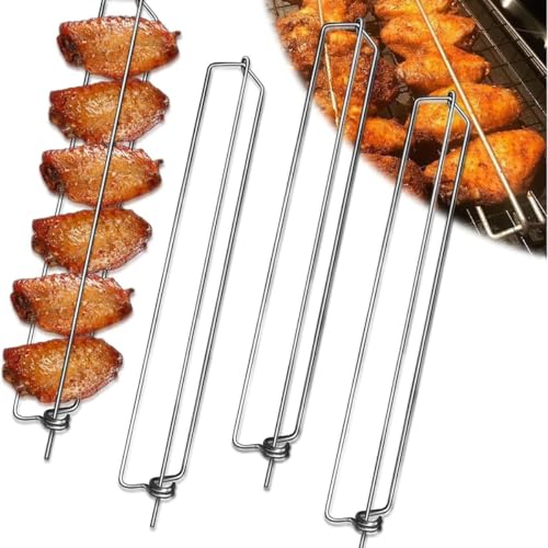 szpikulce ze stali, YouXiaor 4 szt. szpikulce do grilla, szpikulce do grilla, szpikulce do grilla, długie szpikulce do grillowania, grillowania, mięsa, warzyw BBQ Stick
