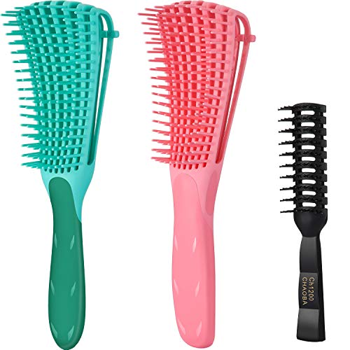 2 Pieces Detangling Brush for Curly Hair, Hair Detangler Brush for Afro America 3a to 4c Wavy/Wet/Dry/Long Hair, with Vent Hair Brush Vented Brush for Wet or Dry Hair