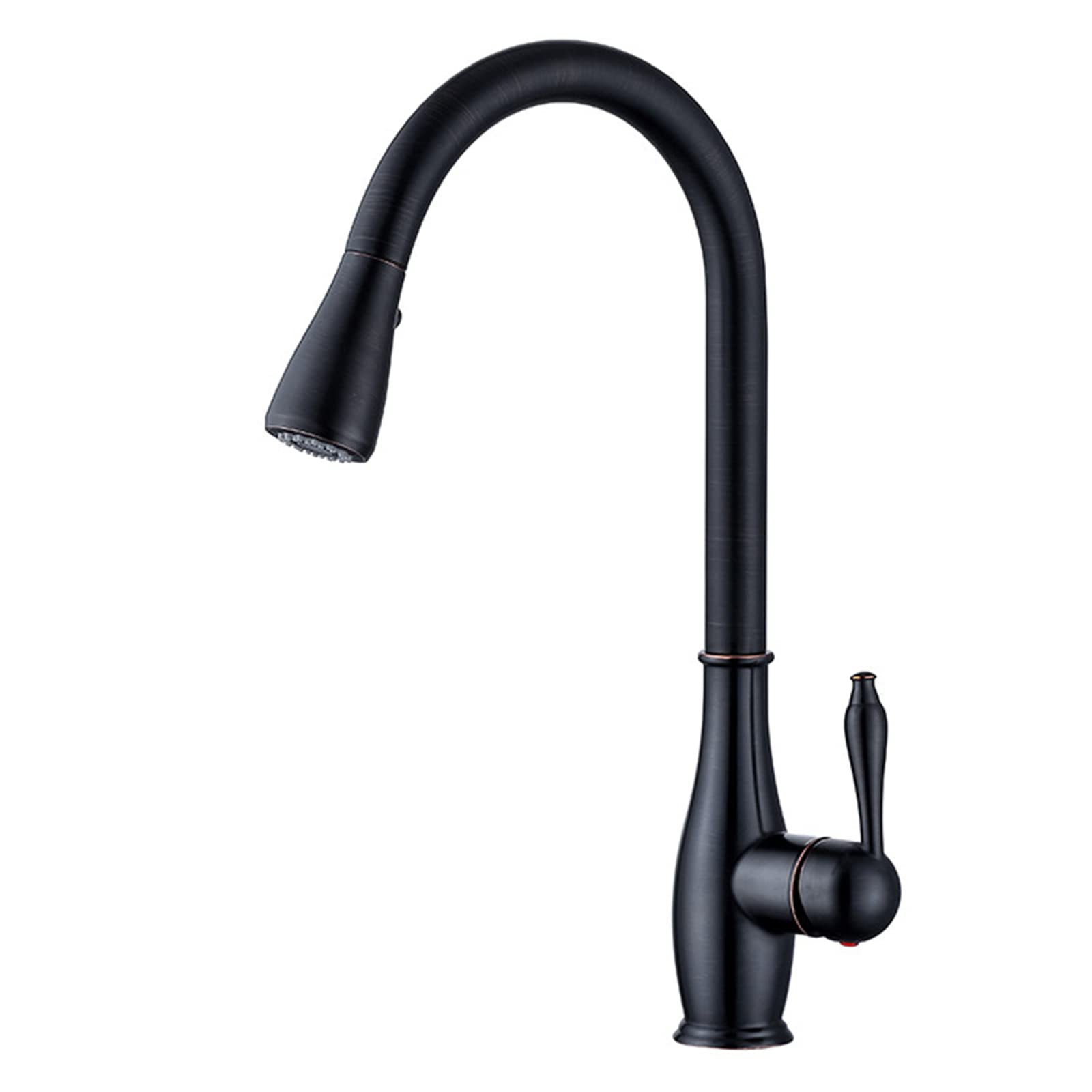 ZYCHSJXA Kitchen Bath Taps Faucet ORB Deck Mounted Pull Out Hot and Cold Mixer Commercial Brass Sink with Down Sprayer, High Arc Single Handle