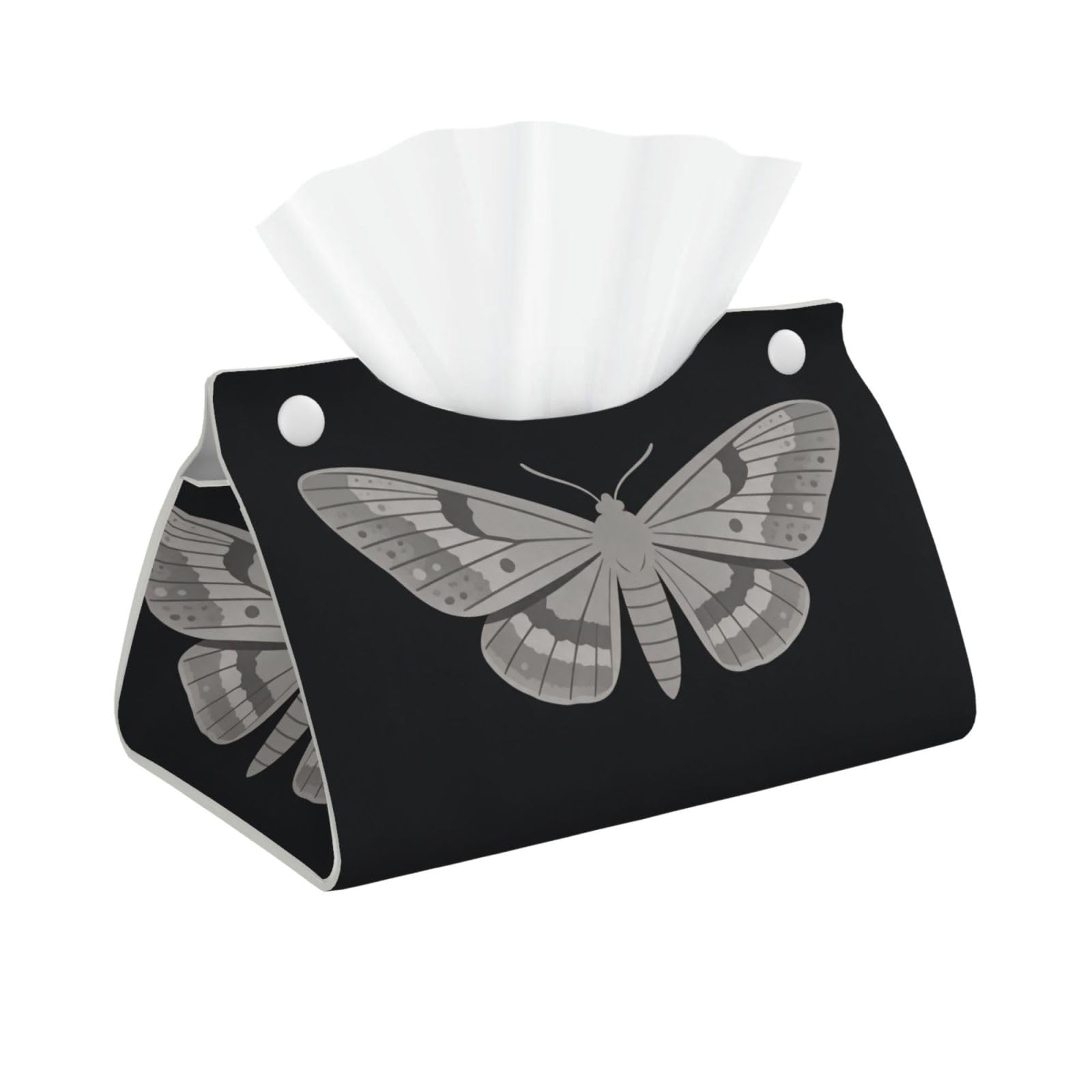 Moth Wing Long Leather Tissue Box Cover-Waterproof PU Leather Tissue Holder for Bathroom, Decorative Rectangular Tissue Case