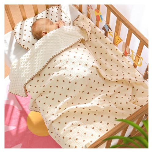 Omquot Manta para bebé, Manta para bebé con Respaldo Punteado Transpirable, Patrón de Puntos para Cochecito de para Niños Pequeños para Jardín de Infantes (En Forma de corazón)