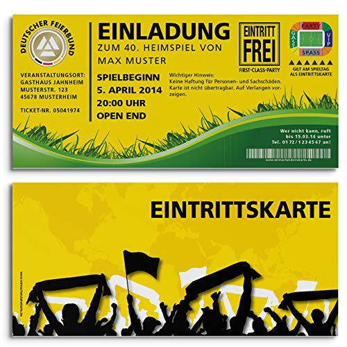 Einladung Einladungskarte Geburtstag Fussball-Stadionticket gelb Dortmund
