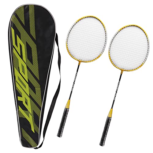 Juego De 2 Raquetas Deportivas De Bádminton, Juego De Raquetas De Bádminton De Aleación De Hierro con 1 Bolsa Acolchada para Raquetas De Bádminton para Patio Trasero O Juegos Al Aire Libre