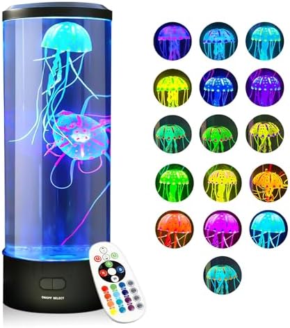 Brewish Jellyfish Lamp, 16 Color Options, 4 Mode Lifelike Jellyfish Aquarium, Auto Shutdown, Remote Control Electric Jellyfish LED Night Light, Fake Aquarium, Home Decor, Sensory Lamp for Autism, ADHD