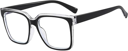 Bsreyeop Lentes bloqueadores de luz azul de gran tamaño para mujeres y hombres, anteojos cuadrados de moda, anteojos de computadora sin receta