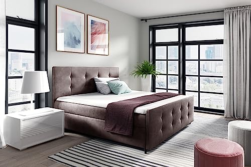 Generisch Bett ADA Boxspringbett mit Bettkasten Doppelbett mit Fußteil Polsterbett für Schlafzimmer (Rosa - Fresh 09, 200x200)