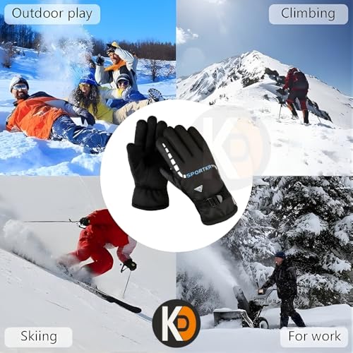 Image of K D Full Finger Winter Gloves for Men & Women with Fur Inside | Warm, Windproof, Waterproof, Scratch-Proof Thermal Gloves | Anti-Slip Grip | Ideal for Biking, Riding & Cold Weather (Black)
