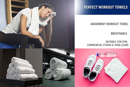 Miniatura 5 de Fluffyn Toallas de baño blancas de 22 x 44 pulgadas, juego de toallas de algodón ultra suaves y ligeras para baño, hotel, gimnasio, spa, estudio