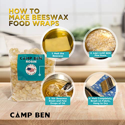 Camp Ben Pine Rosin - Tree Resin - Making Beeswax Cloth Food Wraps, Gum Nugget Rock Form, Natural Grade Hand Grip Enhancer, Baseball, Softball, Rodeo Rough Bucking Stock, Bull Riding - Thumbnail 2