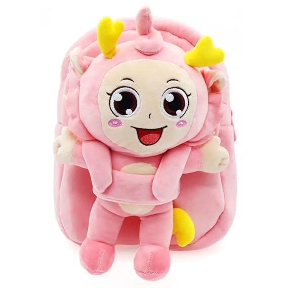 PALAY Baby School Bags for Girls 4-5 Years Plush Bag with Cartoon Figurature Stuffed Plush Doll (Detachable) Baby Backpack Toys for Kids Child Baby Gift, 27 * 22 * 9cm