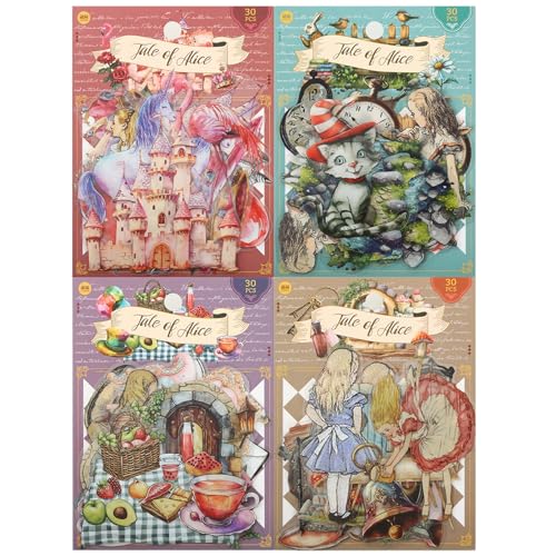 Wasise ALIC autocollants merveilleux – Lot de 120 stickers scrapbooking, accessoires vintage, esthétiques et imperméables PET