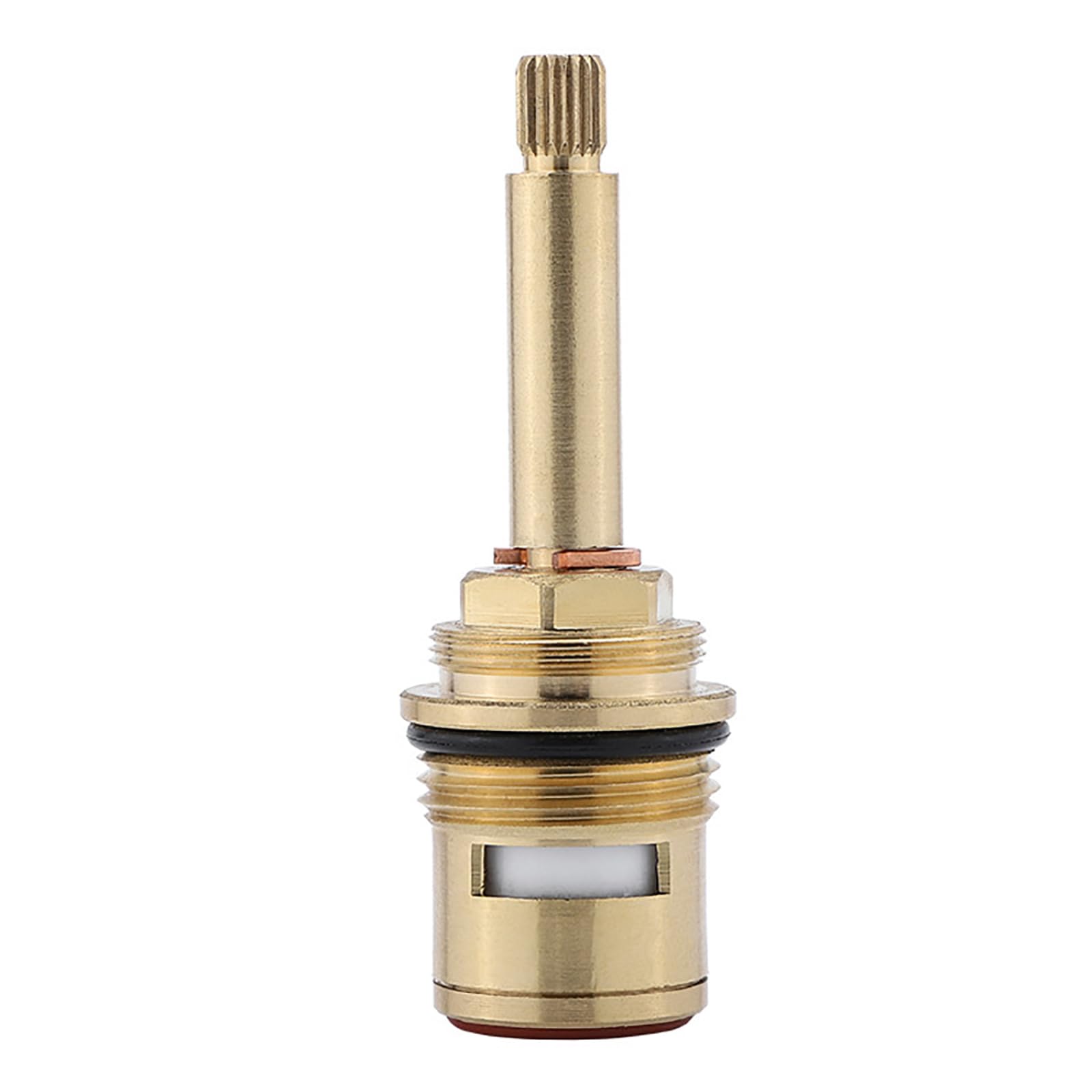 Replacement Brass Ceramic Stem Cartridge Brass Ceramic Disc Cartridge Faucet Valve Quarter Turn 3/4" X 82mm X 10mm Spline Length 20 Teeth,Red