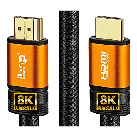 IBRA 2.1 HDMI Cable 8K, 1.5m Ultra HD Lead High-Speed Cord 48Gbps | Supports 8K@60HZ 4K@120HZ 4320p Compatible with Fire TV 3D Support Ethernet Function 8K UHD 3D-Xbox PlayStation PS3 PS4 PC - Orange Cover