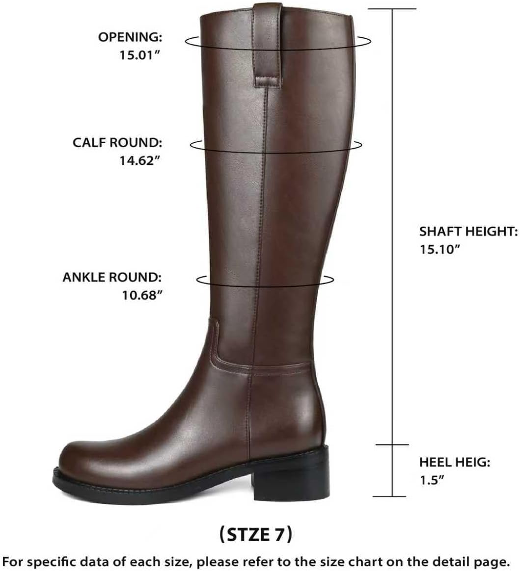 Knee High Boots Women Flat Low Heel Side Zipper Fall Winter Faux Leather Long Tall Riding Boots - Image 4