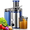 Juicer Machine, 500W Centrifugal Juicer Extractor with Wide Mouth 3” Feed Chute for Fruit Vegetable, Easy to Clean, Stainless Steel, BPA-free, Blue