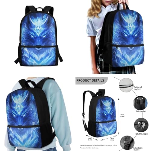 Blue Wolf School Backpack for Boys 8-12 Lightweight Bookbag 4 Piece Set with Lunch Box Adjustable Strap Boys School Bag for Primary Elementary Study Backpack Portable Travel Daypack2