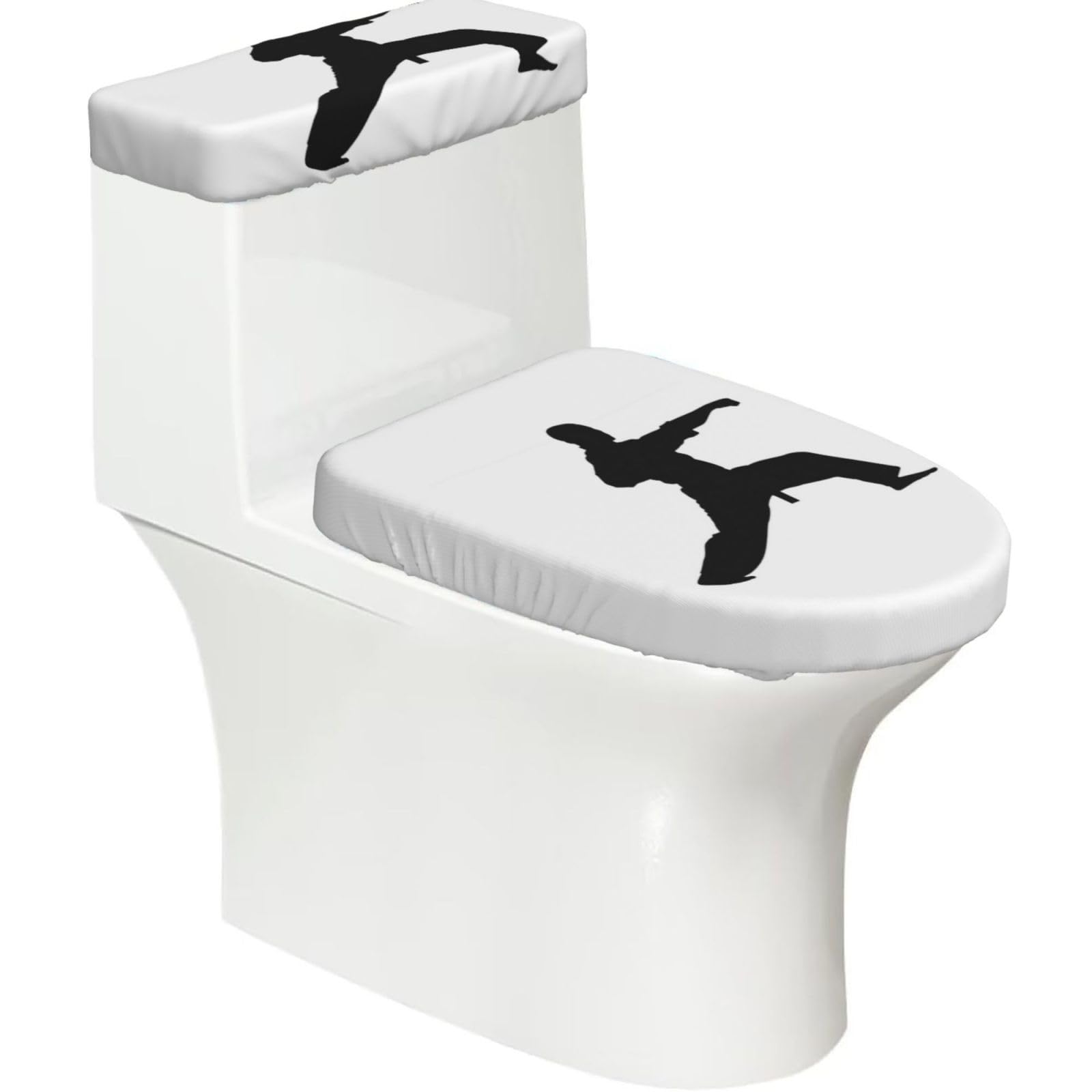 Karates Print Bathroom Decor Toilet Lid Cover And Tank Covers, Restroom Accessories Fits Most Round