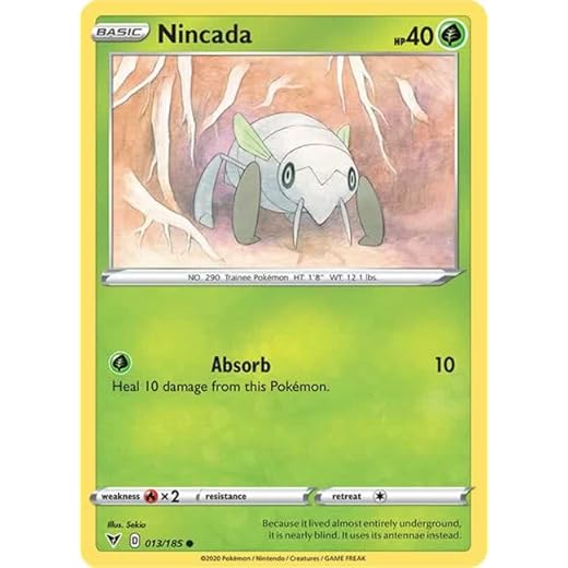 Nincada Reverse Holo Pokémon Card & Toploader