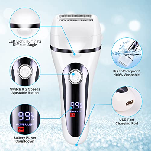ACWOO Elektrischer Rasierer für Frauen, 4 in 1Epilierer Damen, Aufsätze für Rasierer und Elektrischer Hornhautentferner für Fußpflege, schmerzfreier Haartrimmer für Gesicht, Arm, Bein, Bikinizone - Image 4