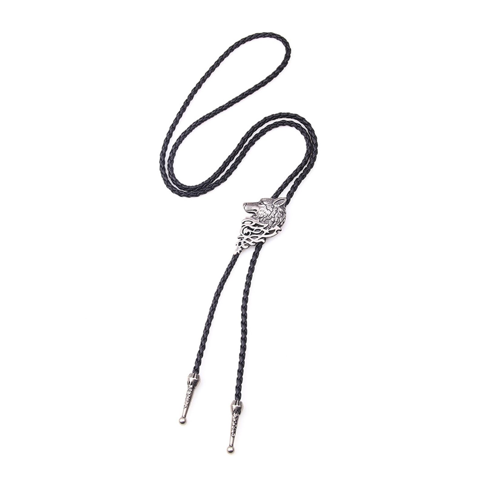 Yanwuwa Men's Antique Silver Delicate Wolf Bolo Tie Cowboy Wolf Necktie Western Bola-Tie Metal Wolf Bolo Tie Cowboy For Shirt Jeans Shoestring Necktie
