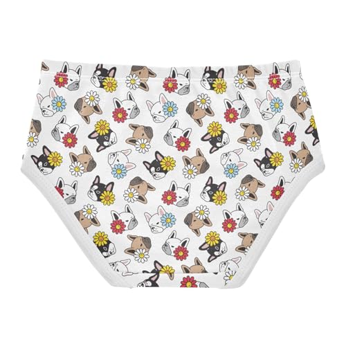 Little Girl Underwear Toddler Panties Kids Undies French Bulldog Flowers Soft Cotton Briefs 2T-8Y2