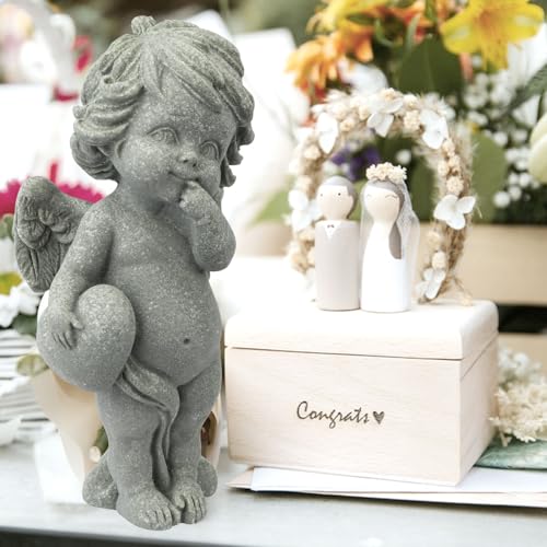 Pequeña estatua de ángel querubín de arenisca miniatura 2