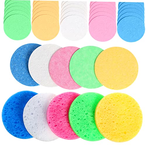 VALICLUD 50Piezas Esponjas Faciales Naturales Portátiles De Cosméticos Para Maquillaje y Limpieza Facial Hojaldres De Maquillaje y Eficaces