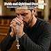 Saint Michael Necklace for Men Women,St Michael The Archangel Pendant for Religious Gifts,Catholic Black Rosary Beads First Confirmation Gifts for Teenage Boys,Rosarios Catolicos Para Hombre Mujer