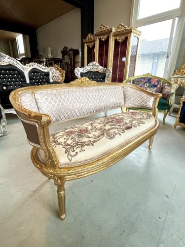 Sofa Set Nostalgic French Baroque Style Sofa Set in Khaki Colour Floral Pattern Gold Finish for Lounge Room Home Decor – Bild 5