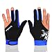 MIFULGOO Man Woman Elastic Lycra 3 Fingers Gloves for Billiard Shooters Carom Pool Snooker Cue Sport - Wear on the Right or Left Hand (Black Blue, L)