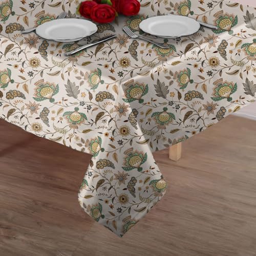 Image of Casableu Kasbah Off White Cloth for 6 Seater Dining Table | 52x72 Inch Rectangular Table Cover | Dust-Proof, Washable Fabric | Decorative Dining Table Cover for Home