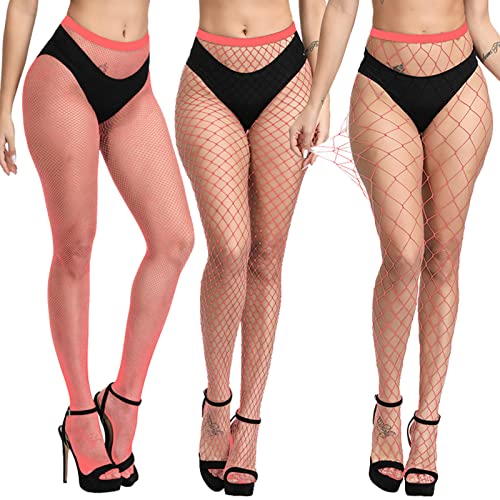 Image of Blostirno Women's High Waist Fishnet Stockings Tights Thigh Highs Pantyhose Sexy Stocking