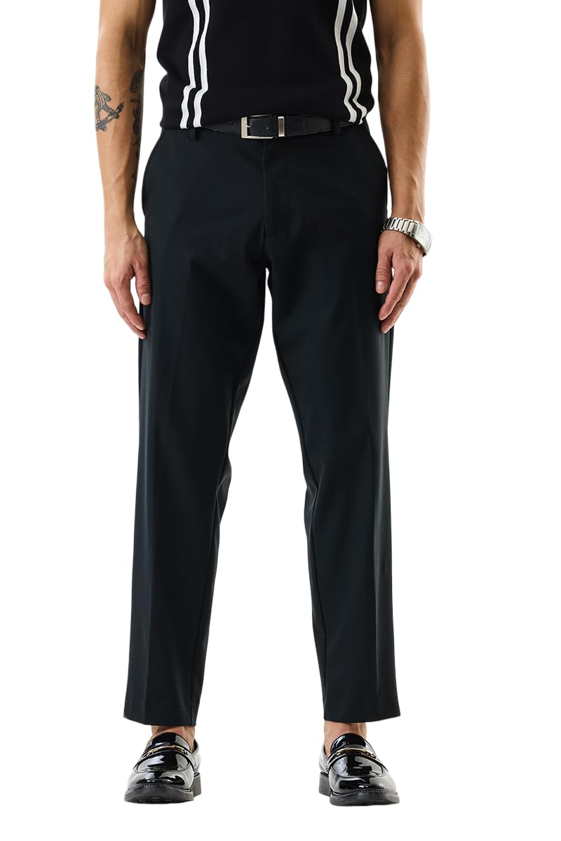 snitch Men Formal Trousers | Slim Fit Mid Rise Textured Design | Durable Polyester Viscose Blend with Medium Stretch for Office-picture-35