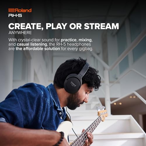Roland Roland RH-5 | Over-Ear, Closed-Back Monitor Hoofdtelefoon | Hoogwaardige Performance | Gebalanceerde Klank | Comfortabel & Licht | Conversie Plug Meegeleverd - Afbeelding 4