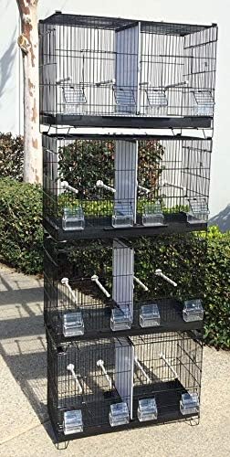 Mcage Combo 4 of Stack & Lock Double Breeding Flight Bird Cage with Removable Center Wire and Solid Dividers (Black)