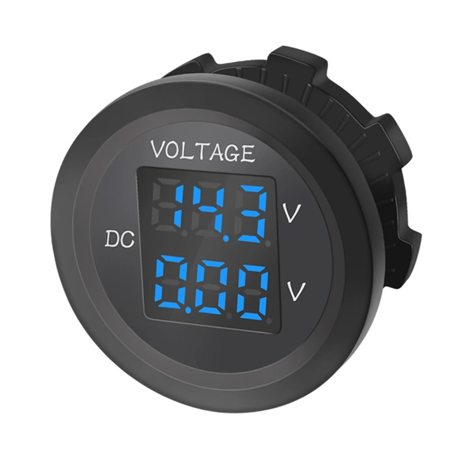 Voltímetro digital con pantalla LED de tres dígitos, resistente al agua y de doble voltaje for coche(Blue)