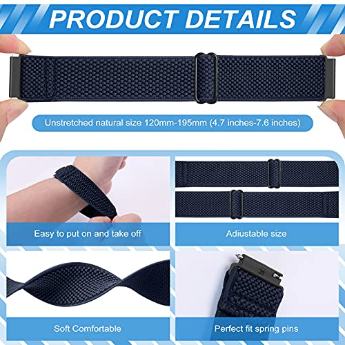 compatible with 16mm 18mm 19mm 20mm 22mm 24mm watch bands quick release replacement wristbandadjustable stretchy nylon solo loop straps fabric braided sport elastic bands for men women