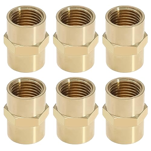 Manguito latón 1/4 BSP hembra hexagonal en pack de 6 piezas para unión recta de tuberías 2