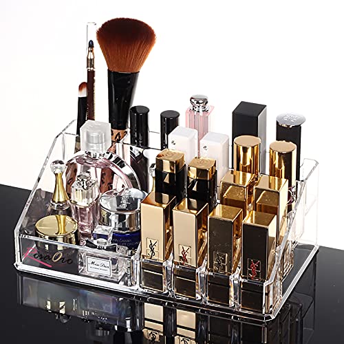 ROSAORO Bathroom Counter or Dresser Cosmetics, Jewelry and Brushes Cosmetic Organizer Storage Large 3Colors Clear, Gold and Pink (Gold)