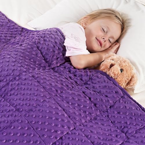 Image of Kivik Weighted Blanket 5 Pounds, Cooling Soft Minky Dotted Heavy Blankets Throw for Better Relaxing & Sleeping, Machine Washable, 36 x 48 Inches, Purple
