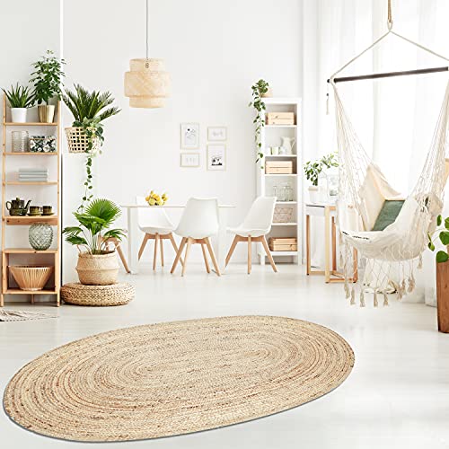 MARRAKESCH Handgewebter Jute Teppich Emma 180 x 120 cm groß | Outdoor Teppiche oval geflochten für Garten oder Balkon… – Bild 7