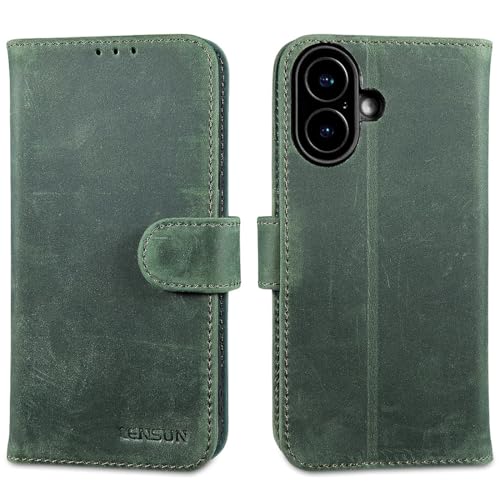 Étui iPhone 17 LENSUN vert rétro pour vos sorties et voyages quotidiens