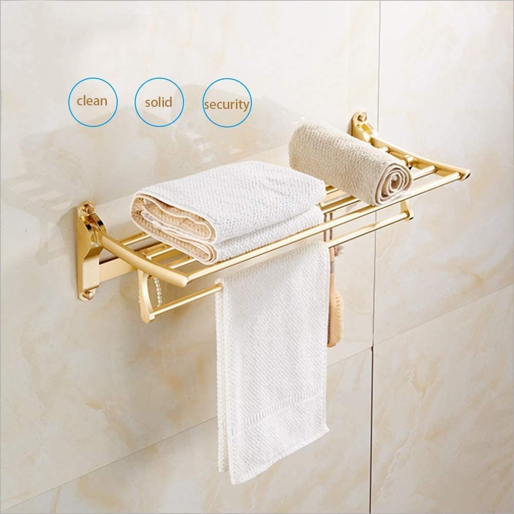 Rack Toallas Toallero Plegable De Doble Pared con Ganchos, Aluminio, para Cocina, Baño, Hotel Y Oficina Accesorios De Baño