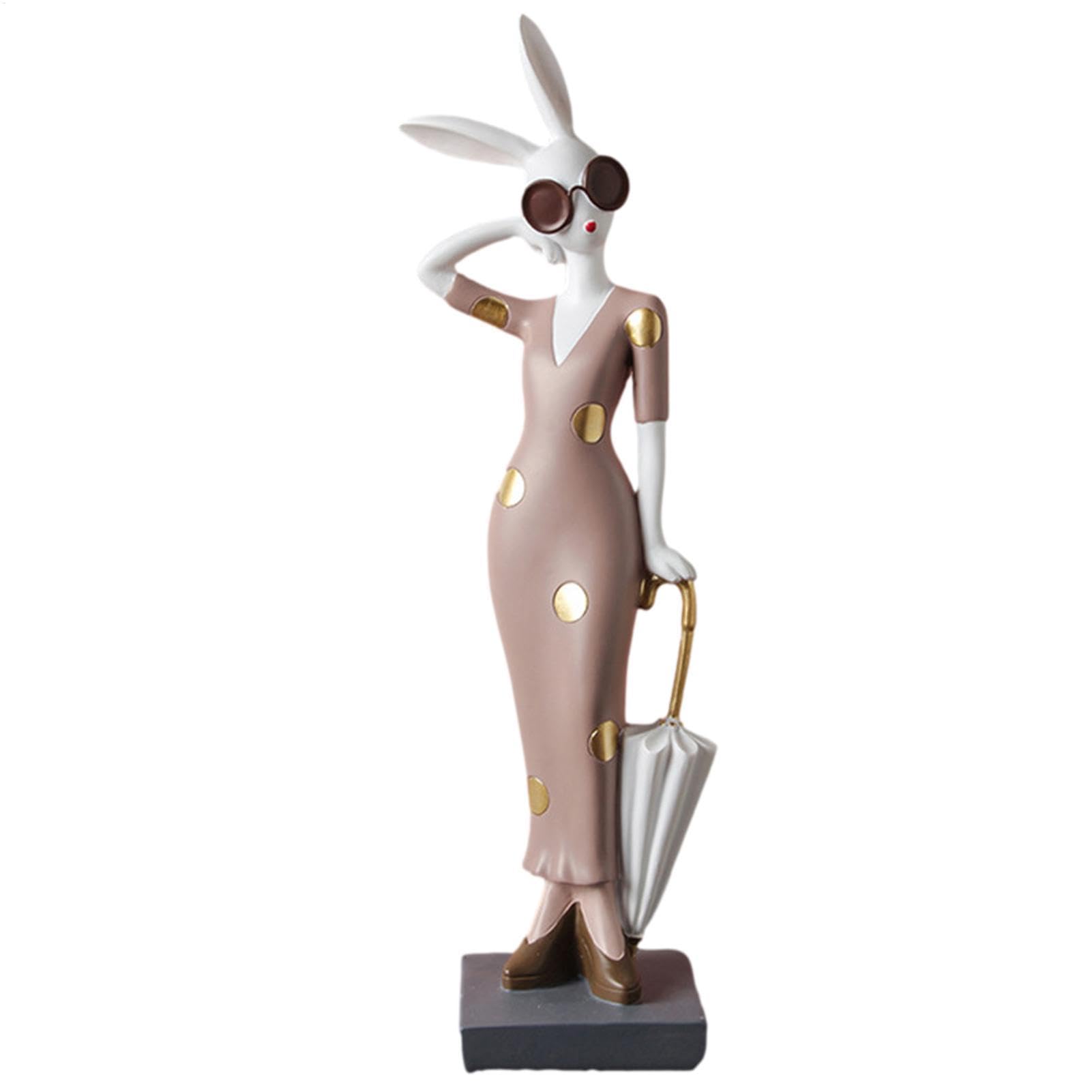 Figurine de lapin en résine, décoration de femme en forme de lapin mignon | décoration de table, idéale pour salon, chambre à coucher, maison et présentation de collection