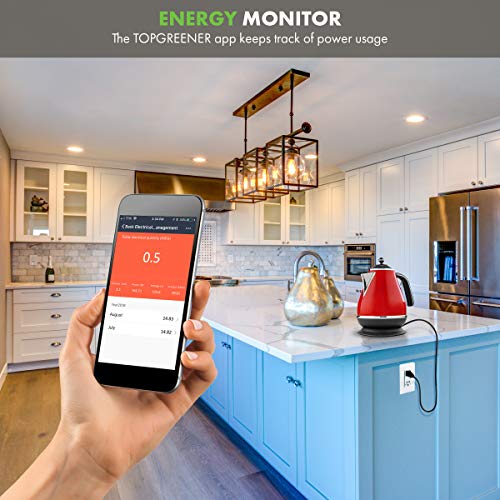 Topgreener Smart Wi-Fi Outlet With Energy Monitoring, Tamper-Resistant, In-Wall, No Hub Required, Works With Amazon Alexa & Google Assistant, Tgwf15Rm #TOP2