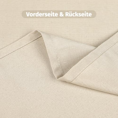 Yeahshion Tischdecke Rechteckig Schmutzabweisend, Beige 140 x 240 cm, Polyester-Leinen-Effekt, wasserdichte Tischdecke für Tisch… – Ansicht 6