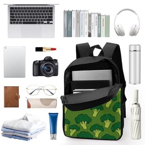 Broccoli Pattern Classic 17 Inch Backpack Travel Daypack Casual Shoulder Bag with Adjustable Strap for Men Women3
